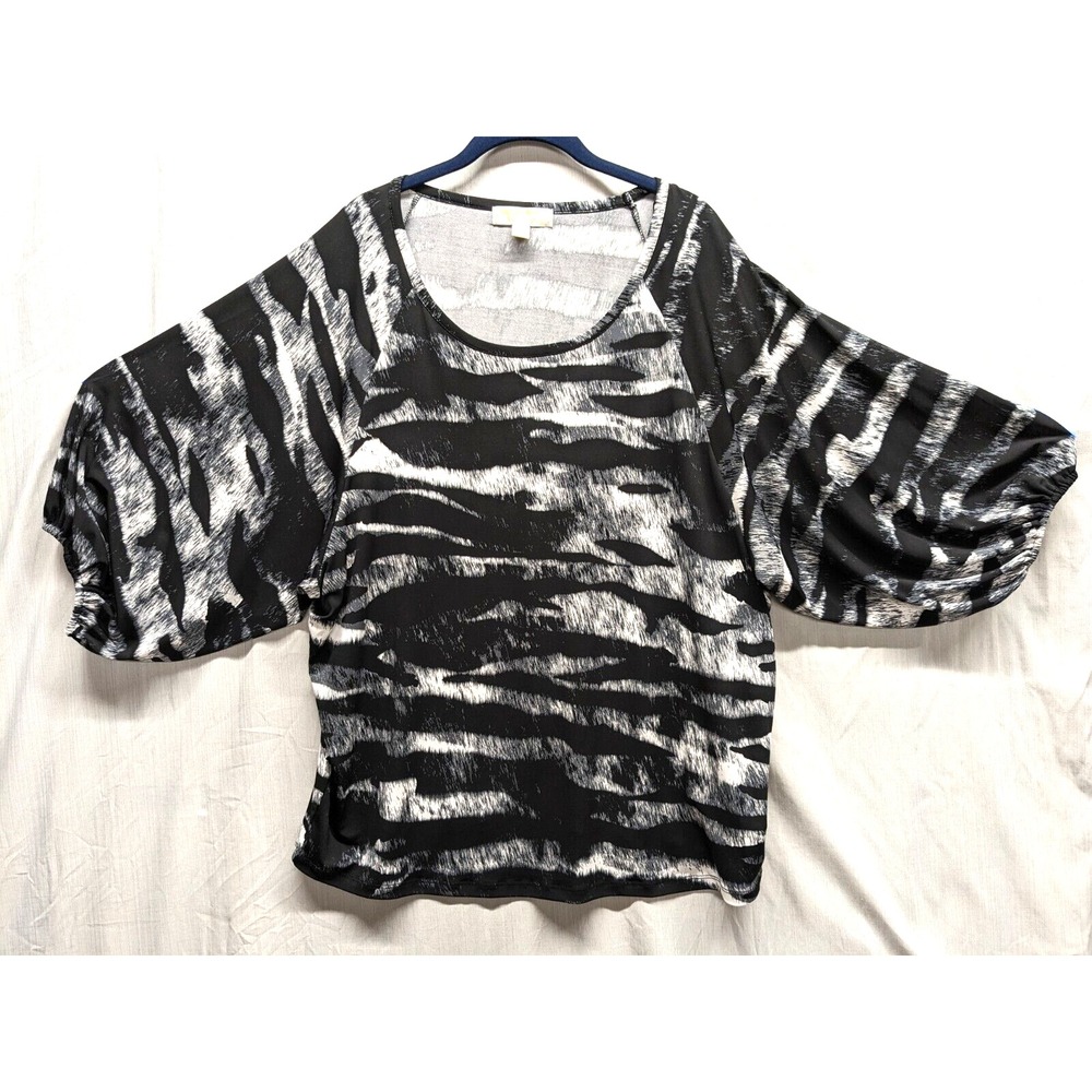 Michael Kors Women's Size 2X  Blouse/Top Wide Arm Zebra Blouse Animal Print Boho